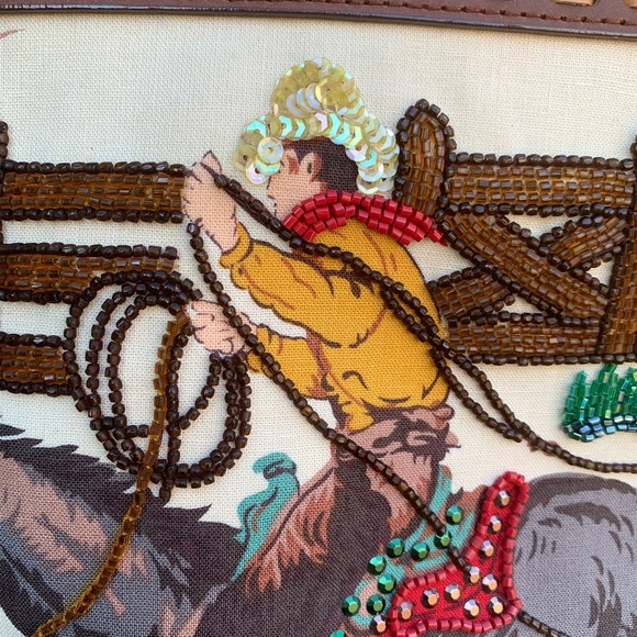 Isabella Fiore Beaded Western Motif Shoulder Bag/Tote EUC barely carried - Picture 4 of 16